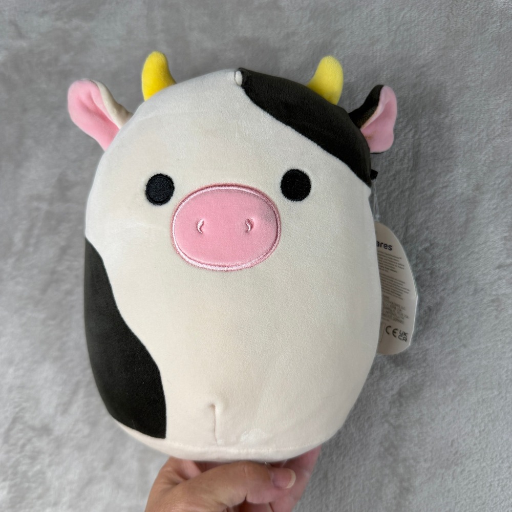 Squishmallows 8 Inch Connor the Cow Black White Spotted Plush Kellytoy NWT